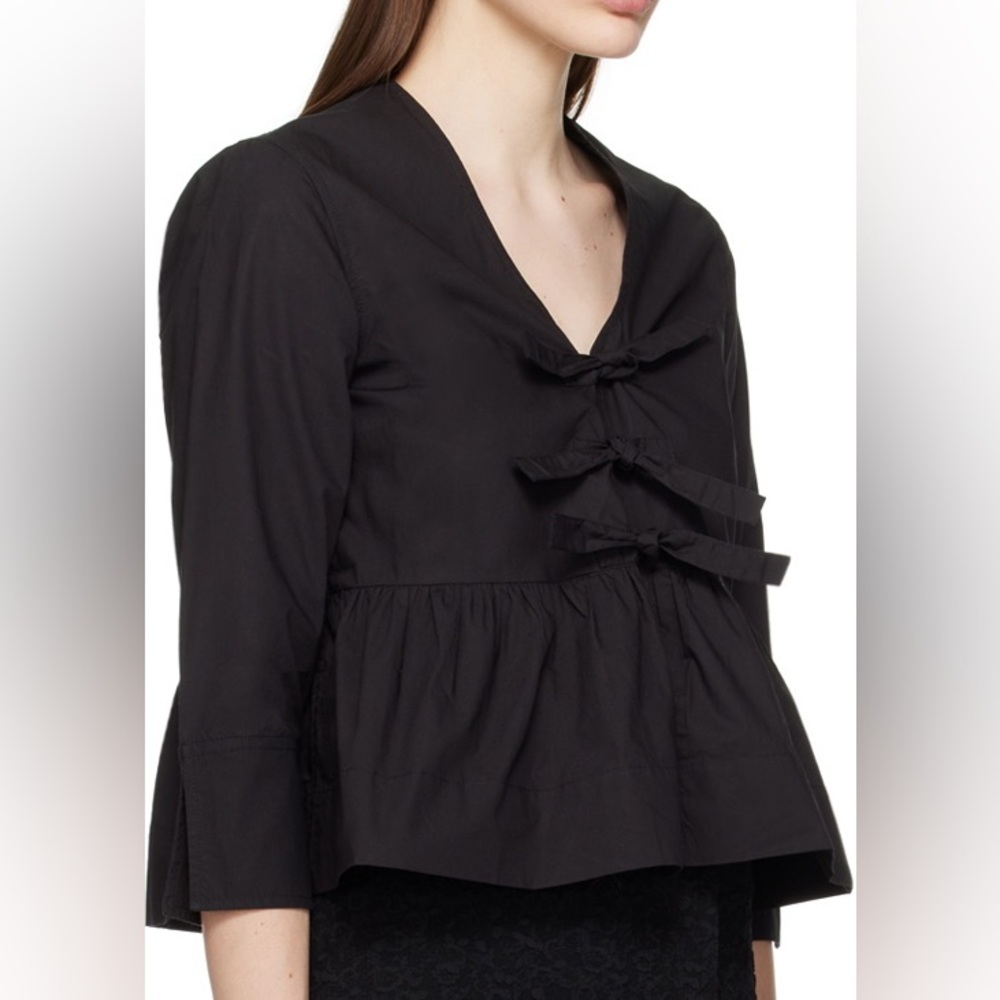 Ganni Poplin Tie Front Blouse